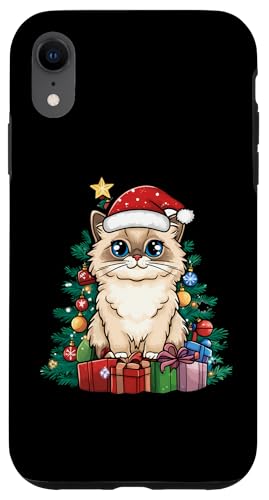 Hülle für iPhone XR Weihnachtskatze mit Weihnachtsmütze - Balinesen-Katze von Katzen Weihnachten Kater Design Shop