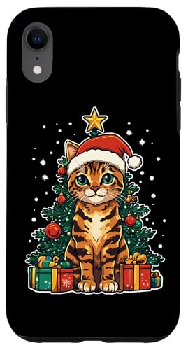 Hülle für iPhone XR Weihnachtskatze mit Weihnachtsmütze - Bengalkatze von Katzen Weihnachten Kater Design Shop