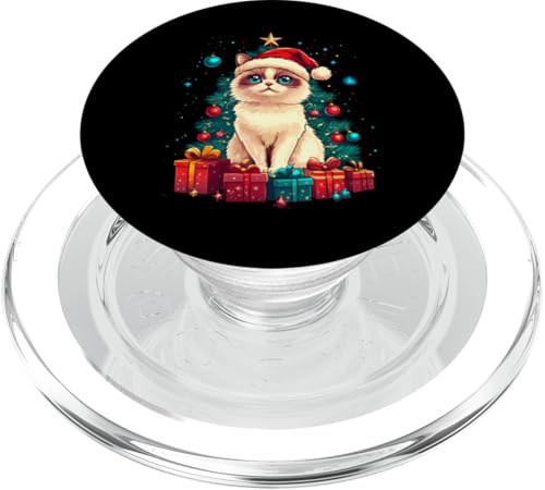 Weihnachtskatze mit Weihnachtsmütze - Ragdollkatze PopSockets PopGrip für MagSafe von Katzen Weihnachten Kater Design Shop