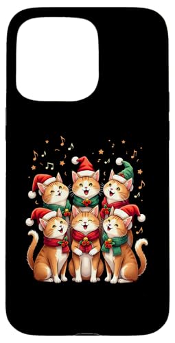 Hülle für iPhone 15 Pro Max Süße Katzen Am Singen Musik Mädchen Damen Weihnachten Katze von Katzen Weihnachten Merry Catmas Shop