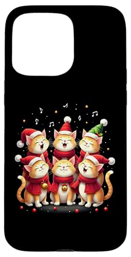 Hülle für iPhone 15 Pro Max Süße Katzen Am Singen Musik Mädchen Damen Weihnachten Katze von Katzen Weihnachten Merry Catmas Shop