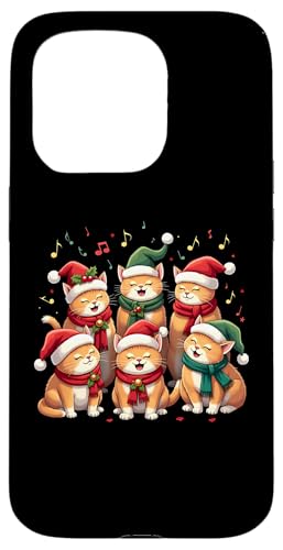 Hülle für iPhone 15 Pro Süße Katzen Am Singen Musik Mädchen Damen Weihnachten Katze von Katzen Weihnachten Merry Catmas Shop