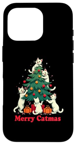 Hülle für iPhone 16 Pro Katzen Weihnachtsbaum Merry Catmas Weihnachten Katze von Katzen Weihnachten Merry Catmas Shop