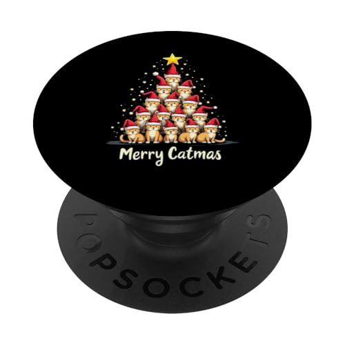 Katzen Weihnachtsbaum Merry Catmas Weihnachten Katze PopSockets Klebender PopGrip von Katzen Weihnachten Merry Catmas Shop