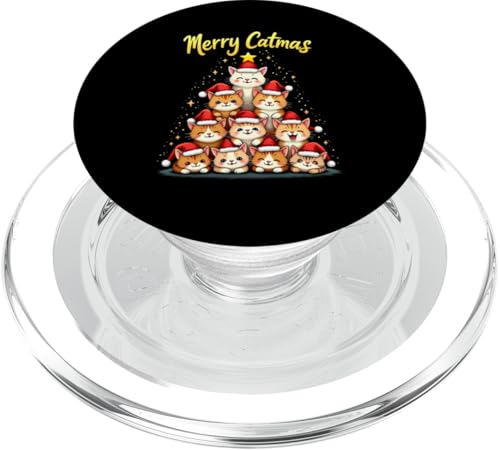 Katzen Weihnachtsbaum Merry Catmas Weihnachten Katze PopSockets PopGrip für MagSafe von Katzen Weihnachten Merry Catmas Shop