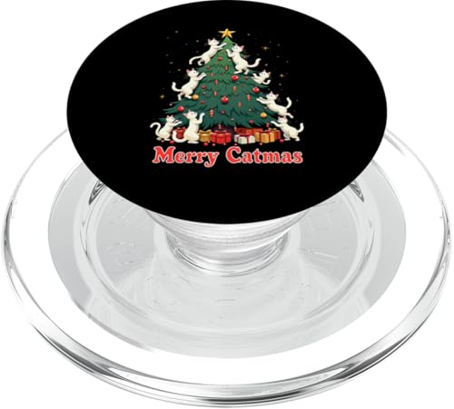 Katzen Weihnachtsbaum Merry Catmas Weihnachten Katze PopSockets PopGrip für MagSafe von Katzen Weihnachten Merry Catmas Shop