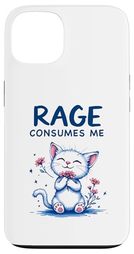 Rage Consumes Me Lustiges Katzen Niedliche Katze mit Blumen Hülle für iPhone 13 von Katzenbesitzer Katzen Spruch Grafik Herren Damen