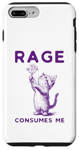 Rage Consumes Me Lustiges Katzen Niedliche Katze mit Blumen Hülle für iPhone 7 Plus/8 Plus von Katzenbesitzer Katzen Spruch Grafik Herren Damen