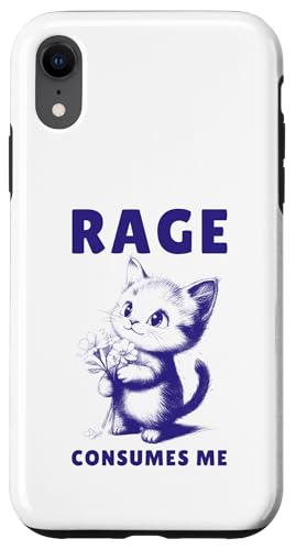 Rage Consumes Me Lustiges Katzen Niedliche Katze mit Blumen Hülle für iPhone XR von Katzenbesitzer Katzen Spruch Grafik Herren Damen