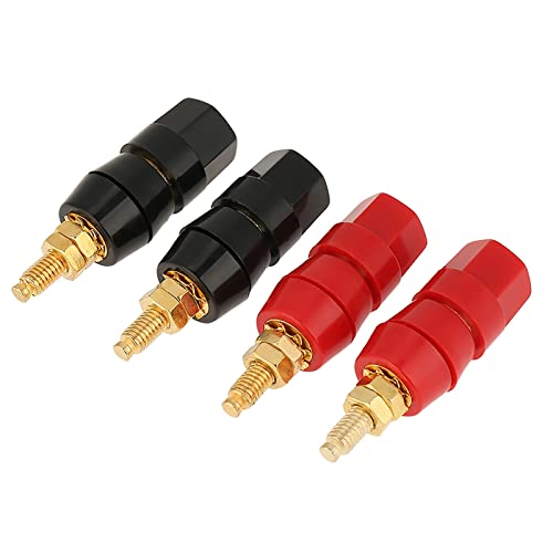 Kaufpart Audio-Lautsprecher-Bindungspfosten, roter schwarzer Stecker, 4 Stück, Bananenstecker-Adapter, Soundsystem für Verstärker, Mikrofon von Kaufpart