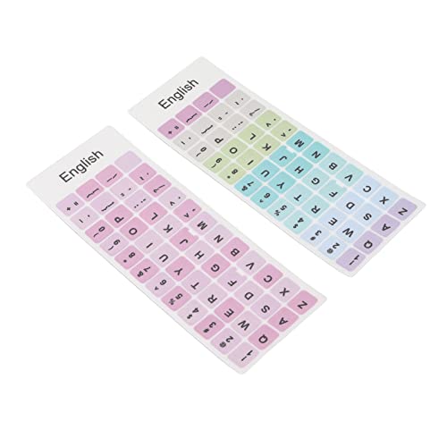 Bunte wasserdichte Tastaturaufkleber in Englischer Sprache, 2 Stück, für Laptop-Desktop-PC-Tastaturen (A) von Kavolet