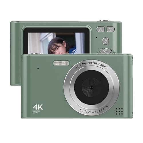 Kavolet 4K-Digitalkamera, 48 MP Digitale Videokamera, 16-facher Digitalzoom, Gesichtserkennung, Bewegungserkennung, Integrierte Blitzbatterie, Taschenkamera für und Jugendliche (Grün) von Kavolet