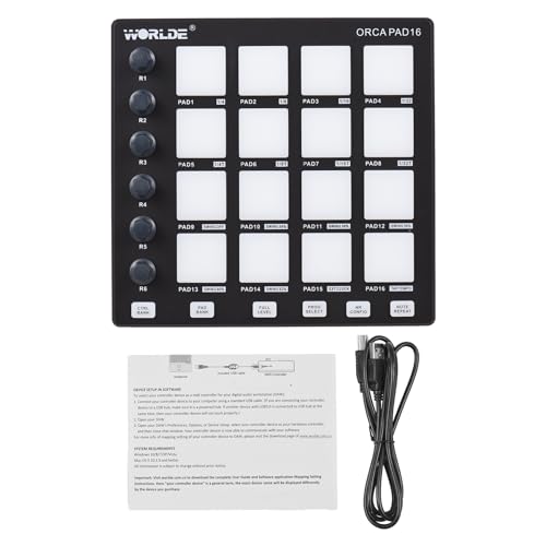 MIDI-Controller-Pad, 48 Hintergrundbeleuchtete Drum-Pads, 18 Zuweisbare Regler, USB-betrieben, für die Musikproduktion von Kavolet