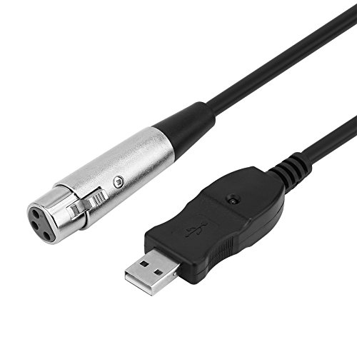 USB-XLR-Mikrofonkabel-Adapter, Integrierter A/D-Wandler mit Signalverstärkung für Studio-Link, Schwarz von Kavolet