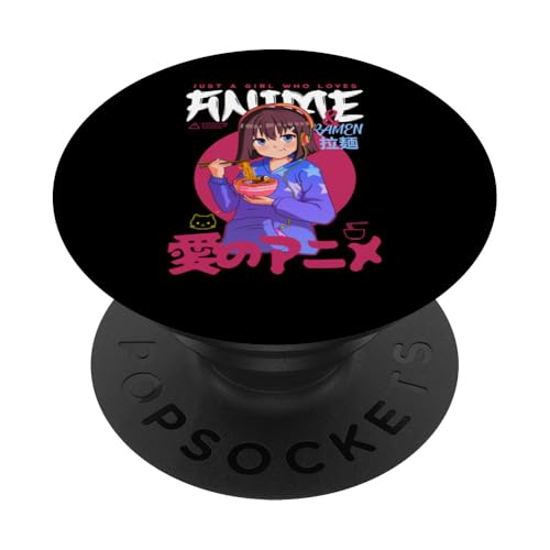 Nur ein Mädchen liebt Anime Ramen Kawaii Girl Anime PopSockets mit austauschbarem PopGrip von Kawaii Anime Girls Zajoo