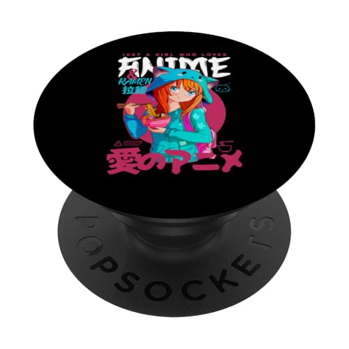 Nur ein Mädchen liebt Anime Ramen Kawaii Girl Anime PopSockets mit austauschbarem PopGrip von Kawaii Anime Girls Zajoo