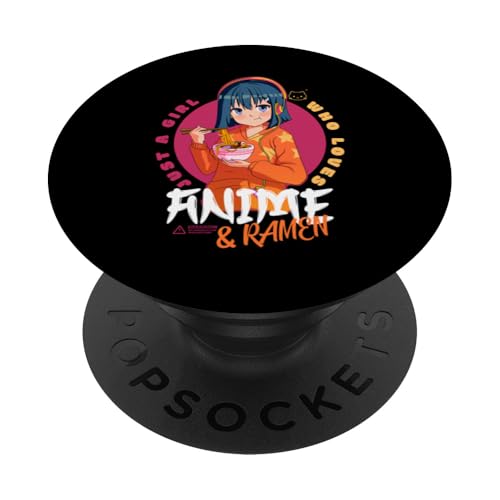 Nur ein Mädchen liebt Anime Ramen Kawaii Girl Anime PopSockets mit austauschbarem PopGrip von Kawaii Anime Girls Zajoo