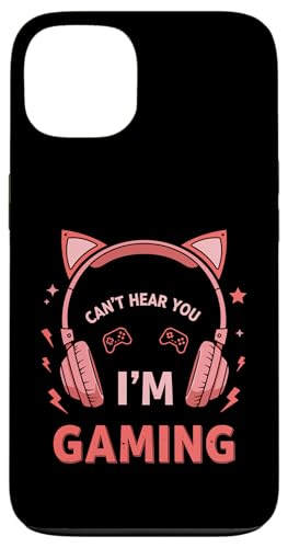 Hülle für iPhone 13 Can't Hear You I'm Gaming Cat Ear Funny Headphone Quote Art von Kawaii Gamer Cat Headset Pink Headphone Designs