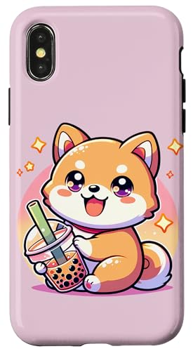 Hülle für iPhone X/XS Kawaii Shiba Inu Hund Bubble Tea Anime Chibi von Kawaii Shiba Inu Bubble Tea Outfit