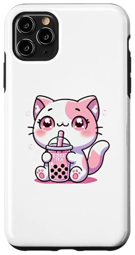 Hülle für iPhone 11 Pro Max Kawaii Anime Erdbeermilch Katze Rosa Kinder von Kawaii Tees