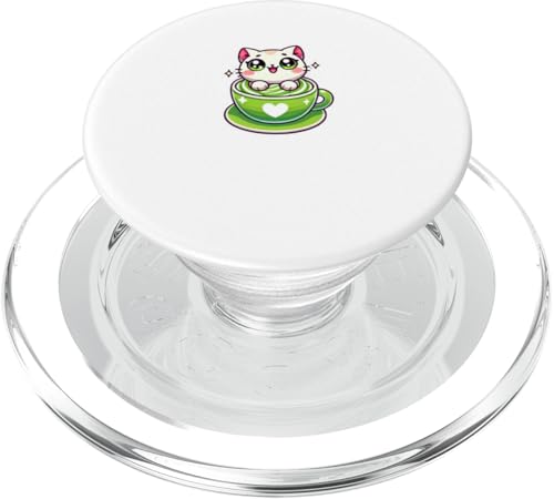 Kawaii Anime Macha Katze Kinder Jungen Mädchen PopSockets PopGrip für MagSafe von Kawaii Tees