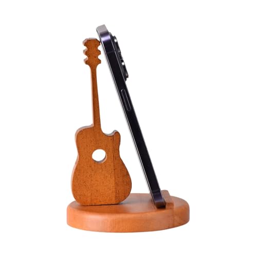 Kaxenig Handyhalter, Holz Handy Ständer, Gitarrenförmiger Handyständer, Kreativer Instrumenten-Telefonhalter, Desktop-Telefonhalter Für Gitarrenliebhaber von Kaxenig