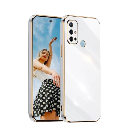 Kaywzo Hülle für Motorola Moto G30/G10/G20,TPU Galvanisiertes Stoßfeste Handyhülle,Glänzend Spiegel Kratzfeste Schutzhülle,Ultra Dünn Silikon Cover Case,Weiß von Kaywzo