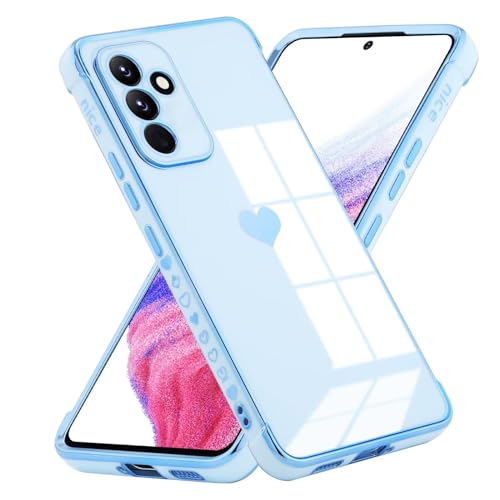 Kaywzo Hülle für Samsung Galaxy A25 5G,Shiny Herzmuster Galvanisiertes Kieselgel Handyhülle,Vier-Eckig Stoßfest,Liebe Frau Kratzfeste TPU Schutzhülle Case Cover,Blau von Kaywzo