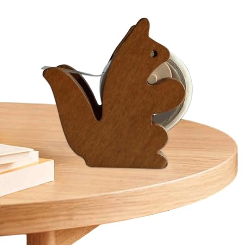 Klebebandabroller für Schreibtisch, niedliches Tier, Katzen-Klebebandabroller | Niedlicher Eichhörnchen-Klebebandhalter aus Holz, Klebebandschneider,Holz-Desktop-Klebebandhalter, niedliches Eichhörnch von Kbnuetyg