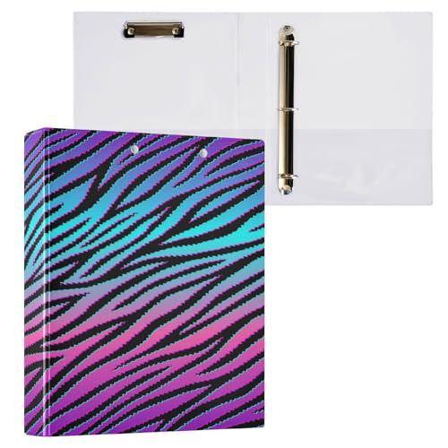 Kcldeci Hardcover 3-Ringbuch für Papier, Zebra- oder Tigerhautlinien, 2,5 cm, runde Ringe, Ordner-Organizer für Schule/Büro, 1 Stück von Kcldeci