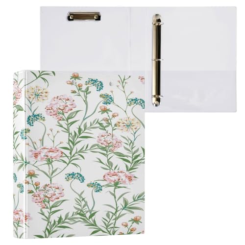 Kcldeci Hardcover 3-Ringbuch für Papier in Briefgröße, Wildblumenwiese, Blumen, 2,5 cm, runde Ringe, Ordner-Organizer für Schule/Büro, 1 Stück von Kcldeci