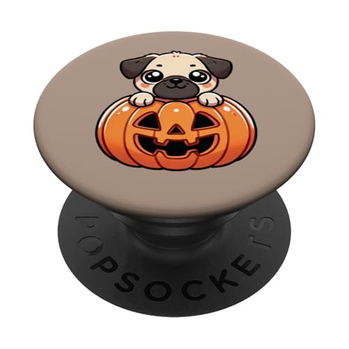 Niedlicher Mops Kürbis Halloween Hundeliebhaber PopSockets mit austauschbarem PopGrip von Kddrip Pets