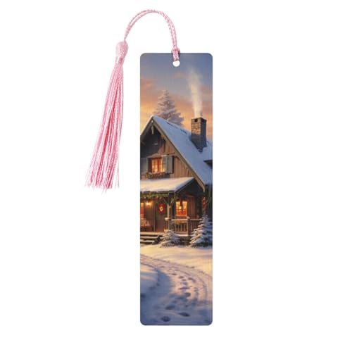 Niedliches Holz-Lesezeichen für Damen und Herren, personalisierbar, Weihnachtsdruck, Lesezeichen, Quasten für Buchliebhaber von Kdsefhhcb