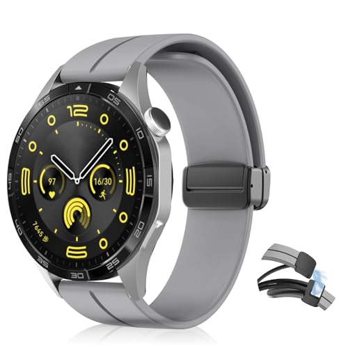 KeHowy 22mm Armband Kompatibel mit Huawei Watch 4/4 Pro/GT 4/3/3 Pro, Silikon Magnetisch Armbänder Ersatzband für Garmin Venu 3/Venu 2/Forerunner 265/Forerunner 255/Forerunner 255 Music, Dunkelgrau von KeHowy