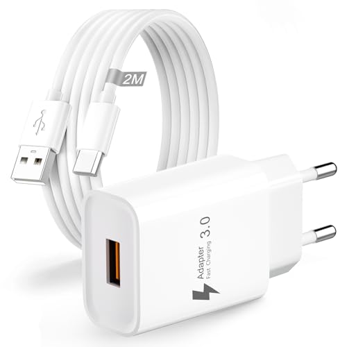 USB Ladegerät 18W Quick Charge 3.0 Ladegerät, USB C Ladekabel mit Netzteil USB Stecker Schnellladegerät USB Ladestecker Netzstecker Handy Ladegerät für Samsung Galaxy S24,S23,S22,S21,S20,S10,S9,Xiaomi von Keasen