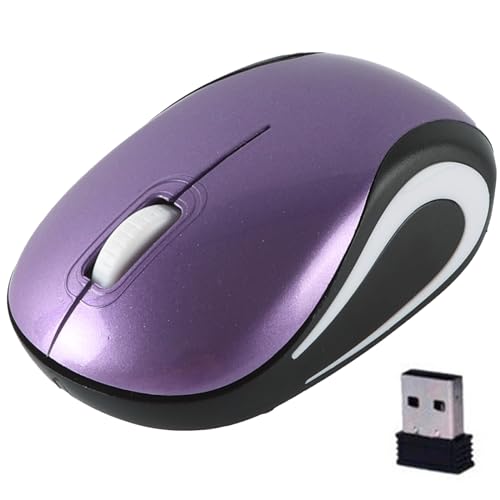 KeauFair Mini-Maus, kabellos, für Reisen, tragbar, leise, optische Maus, 2,4 G, ergonomisches Design, kabellose Maus für Kinder und kleine Hände, geeignet für PC (Violett) von KeautFair