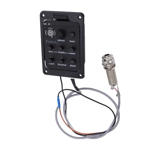 Gitarrenvorverstärker EQ Equalizer LED-Anzeige Lautstärkeregelung, Phasenumkehr, Stimmgerät für Vorverstärkersystem, ABS-Material von Keenso