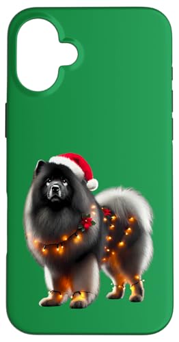 Hülle für iPhone 16 Plus Keeshond Weihnachtsmannmütze Weihnachtsbeleuchtung Hundebesitzer Mama Papa Liebhaber von Keeshond Christmas Products