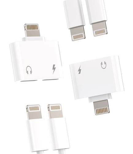 Adapter Lightning auf Klinke Audio (2 Stück) Ladegerät Kopfhörer Kabel für iPhone 14 13 12 11 Pro für Apple iPad Dual Buchse Auto AUX Splitter Anschluss Musik Kopfhörer Zubehör von Kefiany