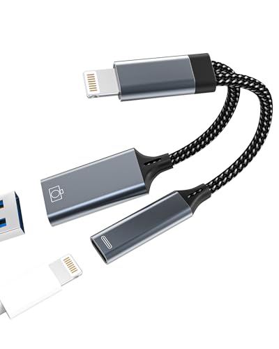 Adapter Lightning auf USB-A (2 in 1) Ladegerät Kabel für iPhone 14 Pro Max für iPad Tastatur Maus USB-Stick OTG 3.0 Ertifiziert für Apple MFI Übertragung Dateien Kamera Zubehör von Kefiany