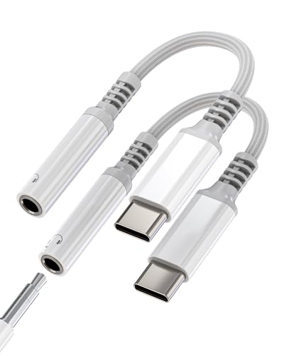 Adapter USB C auf Klinke Kopfhörer 3,5 mm (2 Stück) DAC AUX Audio Kabel Kabel Kopfhörer Buchse für iPhone 16 15 Pro Max kompatibel mit Samsung Galaxy S24 für Apple Typ C für iPad AUXiliar Adapter von Kefiany