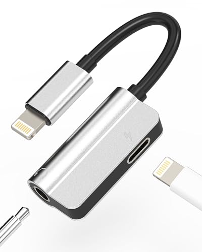 Klinkenadapter Lightning auf 3,5 mm Kopfhörer (2-in-1) für Apple iPhone 12 13 Pro für iPad, Audioanschluss, Ladegerät, Kopfhörer, Splitter, AUXiliar-Stecker, Kabel, Adapter, Telephoe, Kopfhörer, Gerät von Kefiany