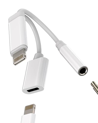 Klinkenadapter Lightning auf 3,5 mm Kopfhörer und Ladegerät Anschluss Kopfhörer für Apple iPhone 14 13 Pro für iPad Air AUXiliar-Stecker, Audio Splitter Kabel Telefon Auto Musik Zubehör von Kefiany