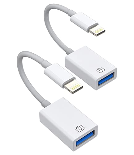 Lightning USB Adapter Kabel(2Pack)Iphone Klinke OTG Tastaturen USB Stick Kartenlesegerät Kamera Kartenleser Maus Zubehör Flash Drive Kompatibel mit 14 13 12 11 Pro Max Mini 8 7 Plus X Xr Se 6 ip-USB von Kefiany