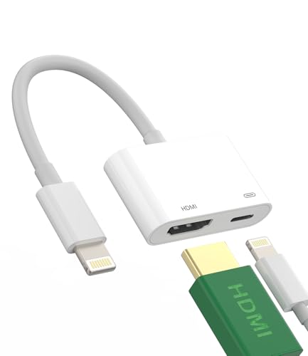 Lightning auf HDMI Adapter 2 in 1 für iPhone 14 13 12 11 Pro Max HDMI-Buchse und Ladekabel für Apple für iPad TV Display Videozubehör 4K Kamera Digitaler Anschluss Kabel von Kefiany