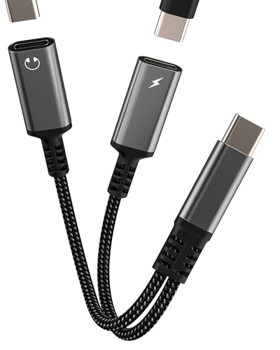 USB C Kopfhörer Adapter(2 in 1) Doppelstecker Splitter Type-C Ladekabel PD Ladeadapter AUX DAC Audio Cable Buchse Anschluss Dual Port Handy Headphone Kompatibel für Samsung für Apple iPhone 15 tp-2tp von Kefiany