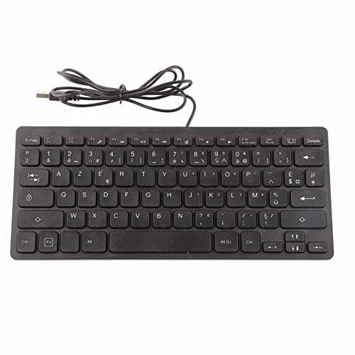 Kelepu Ultradünne 78-Tasten-Tastatur, tragbare MiniUSB-Kabeltastatur mit hoher Empfindlichkeit, kabelgebunden, leise, kleine, kompakte Computertastatur für Desktop-Laptop-PC (Französisch) von Kelepu