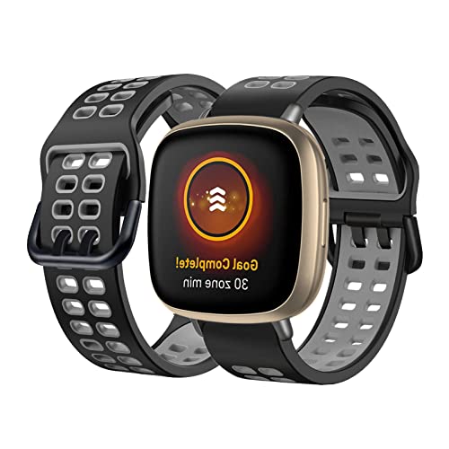 Silikon Armband Kompatibel mit Fitbit Versa/Versa 2 / Versa Lite/ Fitbit Versa 3 Armband/Fitbit Sense Sport Ersatzarmband Set für Damen Herren Männer Frauen (H,Fitbit Versa/Versa 2 / Versa Lite) von Kemikeji