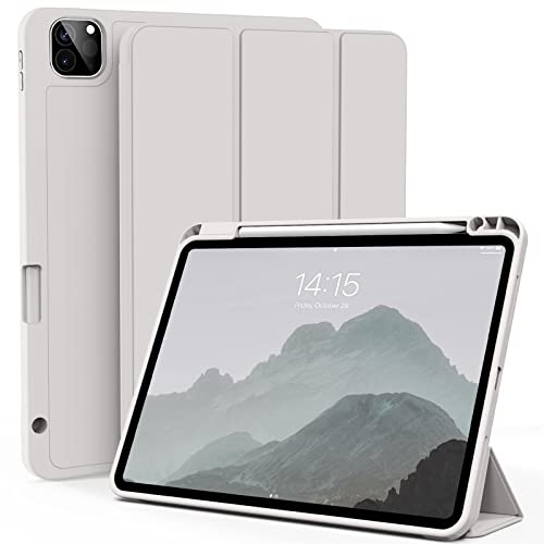 kenke Hülle für iPad Pro 11 Zoll 3rd/2nd Generation 2021/2020, Trifold Smart Case mit Stifthalter [Unterstützt 2nd Gen Pencil Charging/Paar], Schlanke, weiche TPU-Rückseite, Auto Sleep/Wake, Grau von KenKe