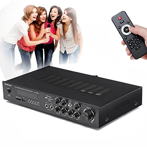 HiFi Verstärker 5 Kanal Bluetooth Vollverstärker Digital Stereo Amplifier mit Fernbedienung Audio Leistungsverstärker Einstellbare Mikrofonlautstärke 600W von KenSyuInt